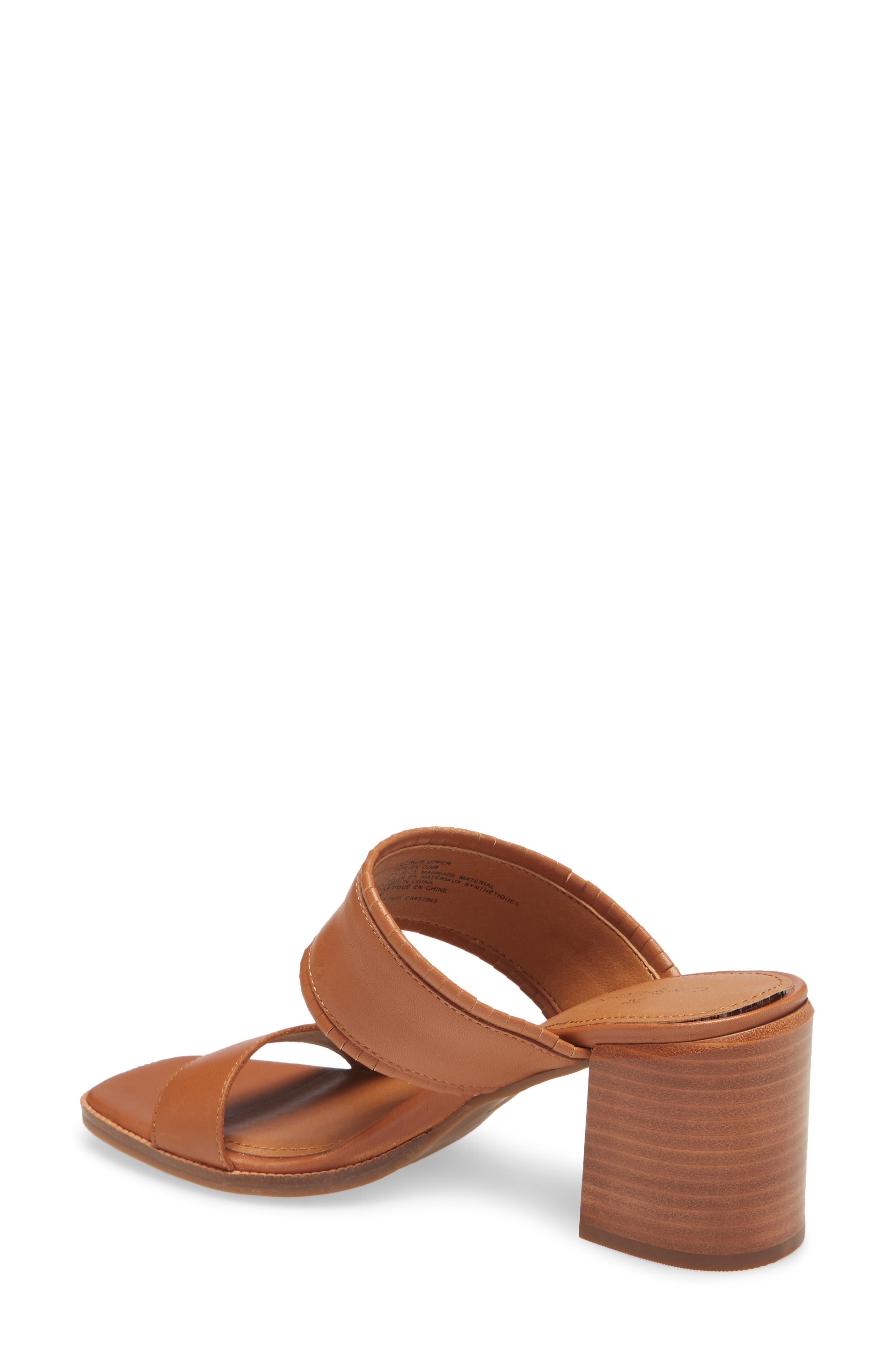 Kalina Block Heel Slide Sandal, Alternate, color, COGNAC LEATHER