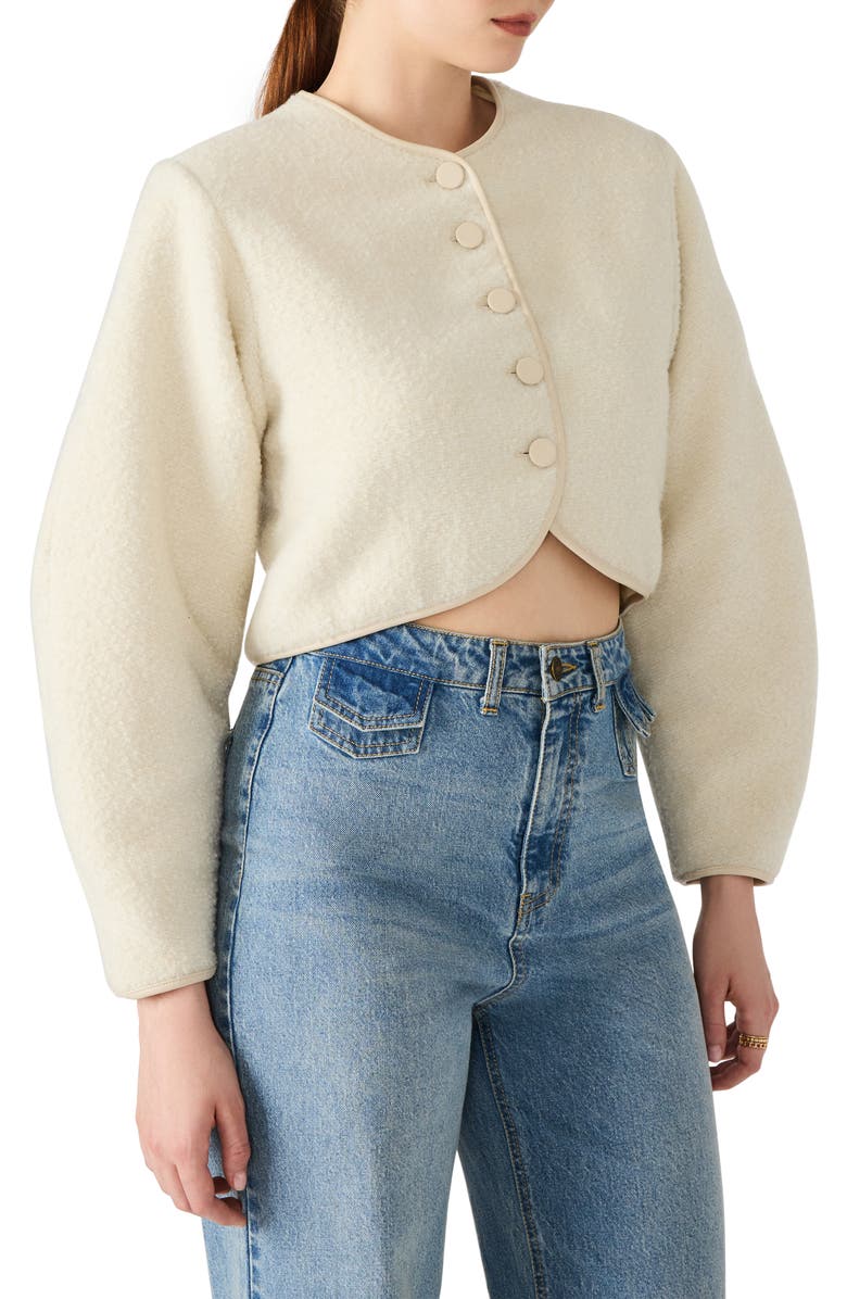 Steve Madden Emlie Collarless Jacket, Alternate, color, Cream