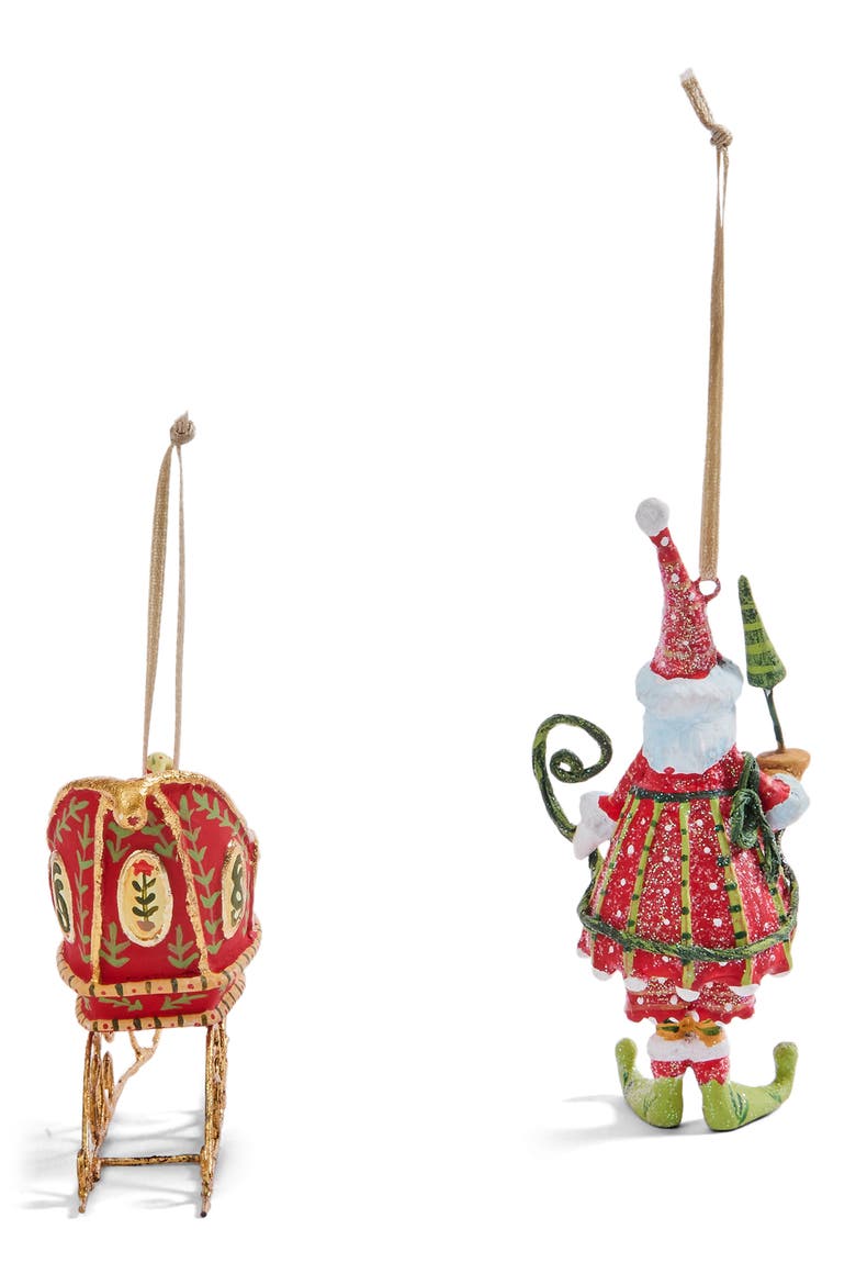 Dash Away Santa & Sleigh Christmas Ornaments, Alternate, color, RED