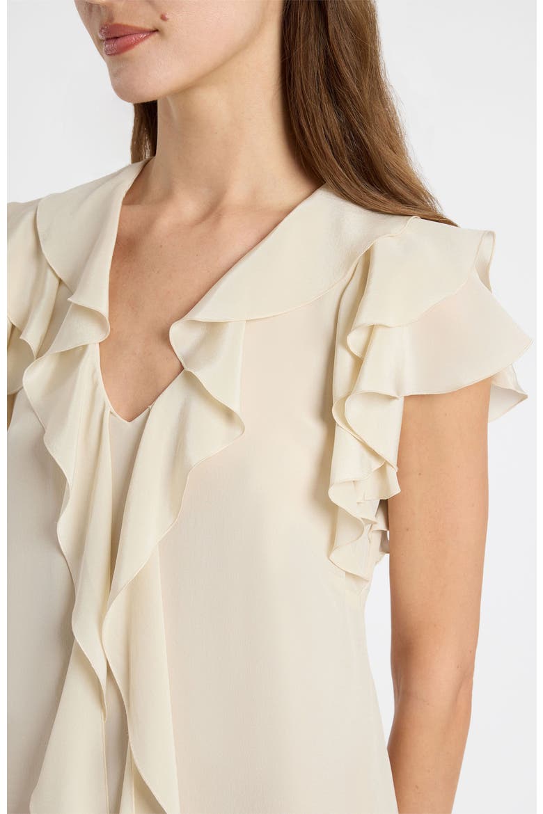 Denise Silk Ruffle Shift Dress, Alternate, color, Beige
