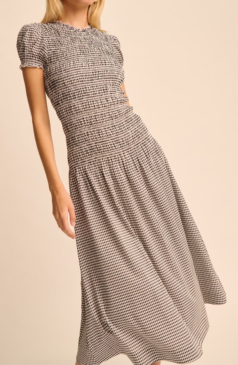 Reformation Kira Check Print Midi Dress, Alternate, color, Remy Check