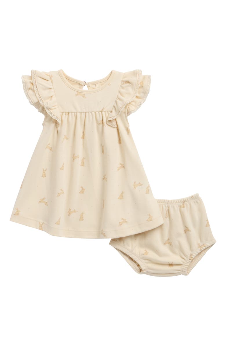 QUINCY MAE Kids' Flutter Sleeve Dress & Bloomers Set, Main, color, Natural