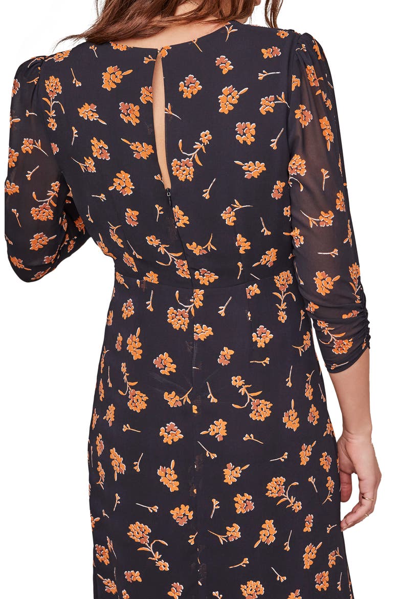 Joni Midi Dress, Alternate, color, BLACK AMBER FLORAL