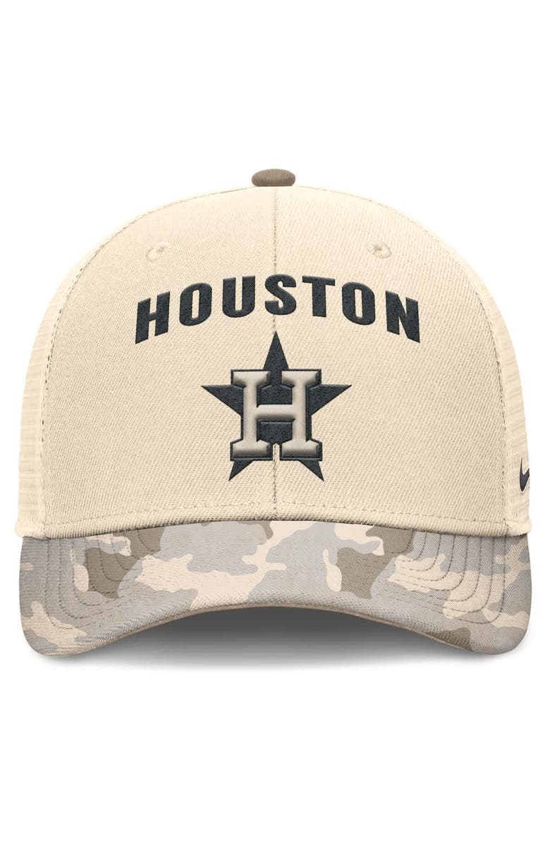 Nike Men's Nike Natural Houston Astros Camo Natural Pack Rise Adjustable Trucker Hat, Alternate, color, Natural