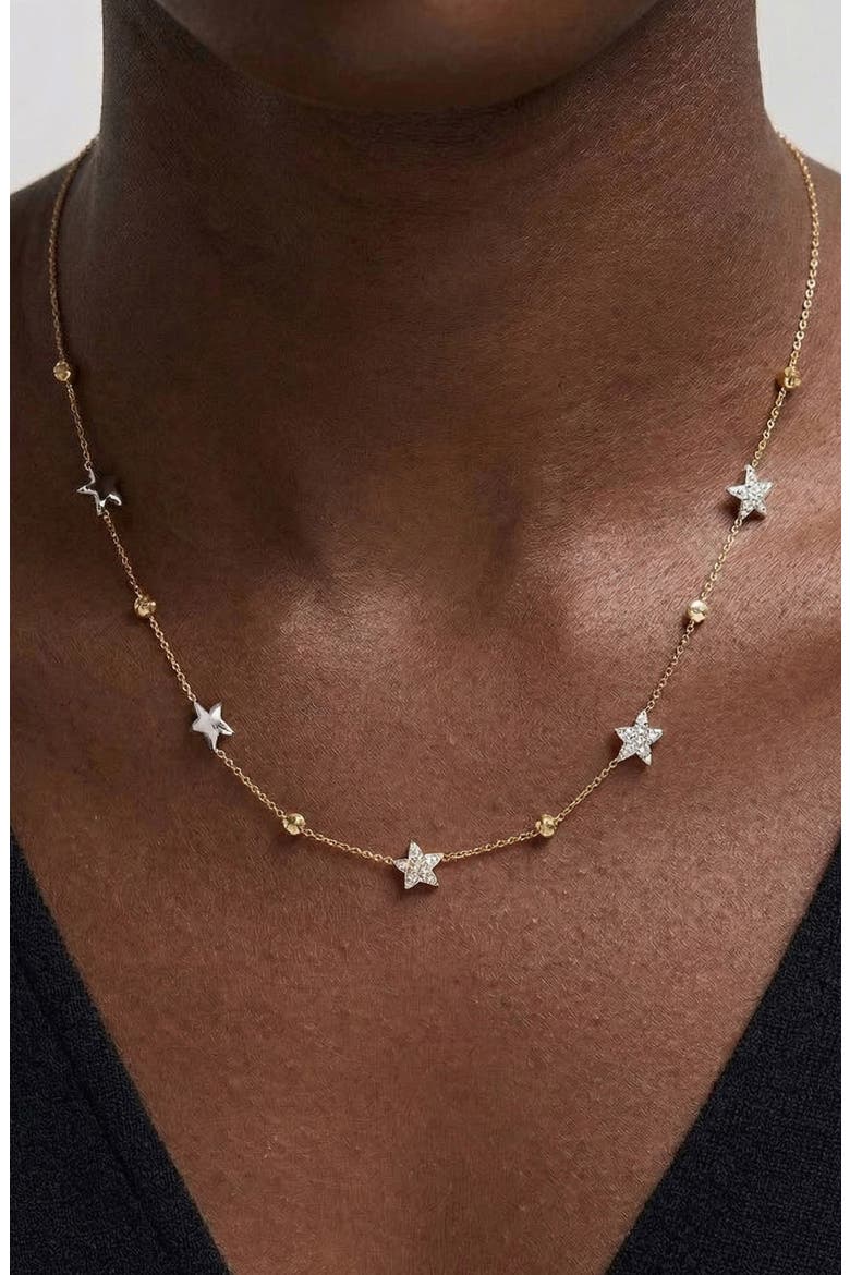 Luludi Flower Mix Metal Necklace in Gold, Alternate, color, Two Tone