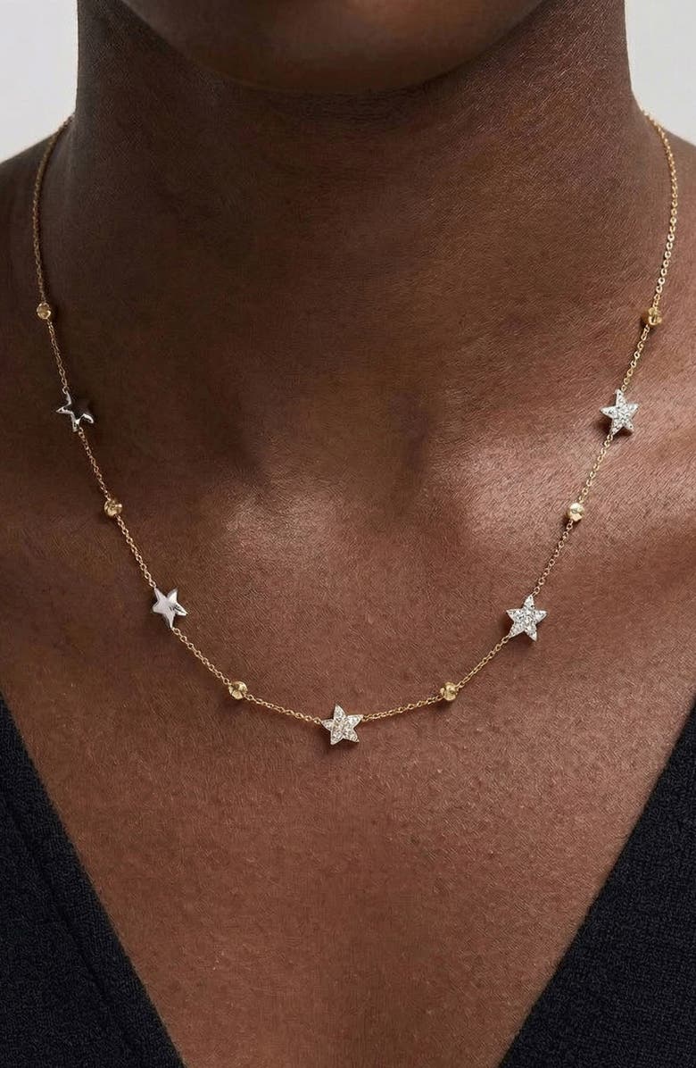 YOJ Luludi Flower Mix Metal Necklace in Gold, Alternate, color, Two Tone