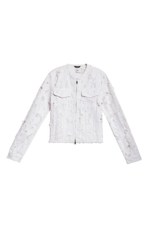 Shop Haikure Jena Bull Destroy Zip-up Denim Jacket In Sandshell