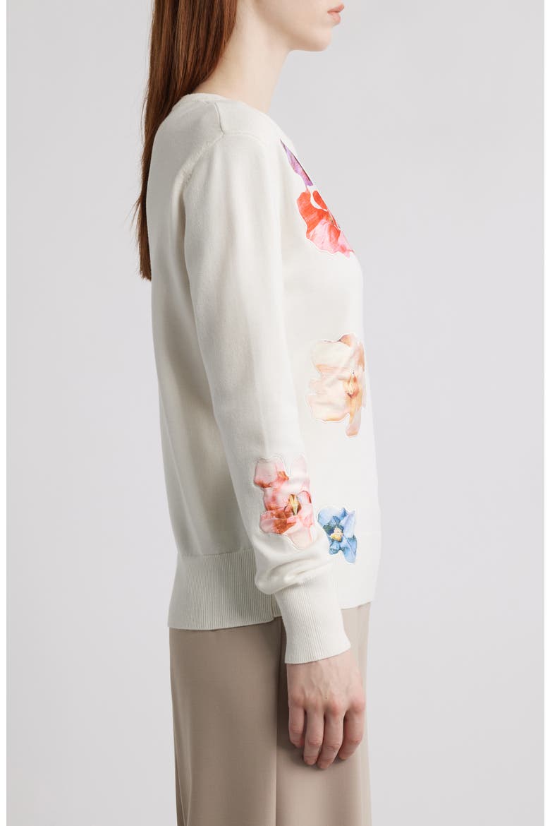 The Jessamy Floral Appliqué Sweater, Alternate, color, SKY WHITE SPRING FLOWER