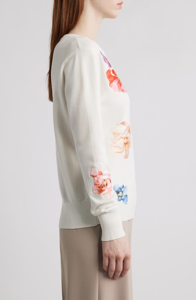 Elie Tahari The Jessamy Floral Appliqué Sweater, Alternate, color, 
