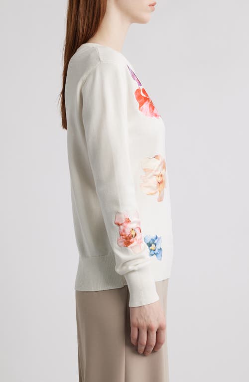 ELIE TAHARI ELIE TAHARI THE JESSAMY FLORAL APPLIQUÉ SWEATER