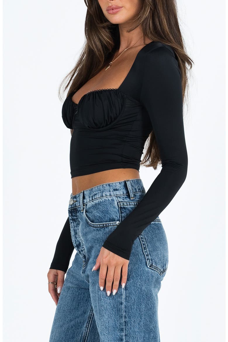 Candyce Long Sleeve Crop Top, Alternate, color, BLACK