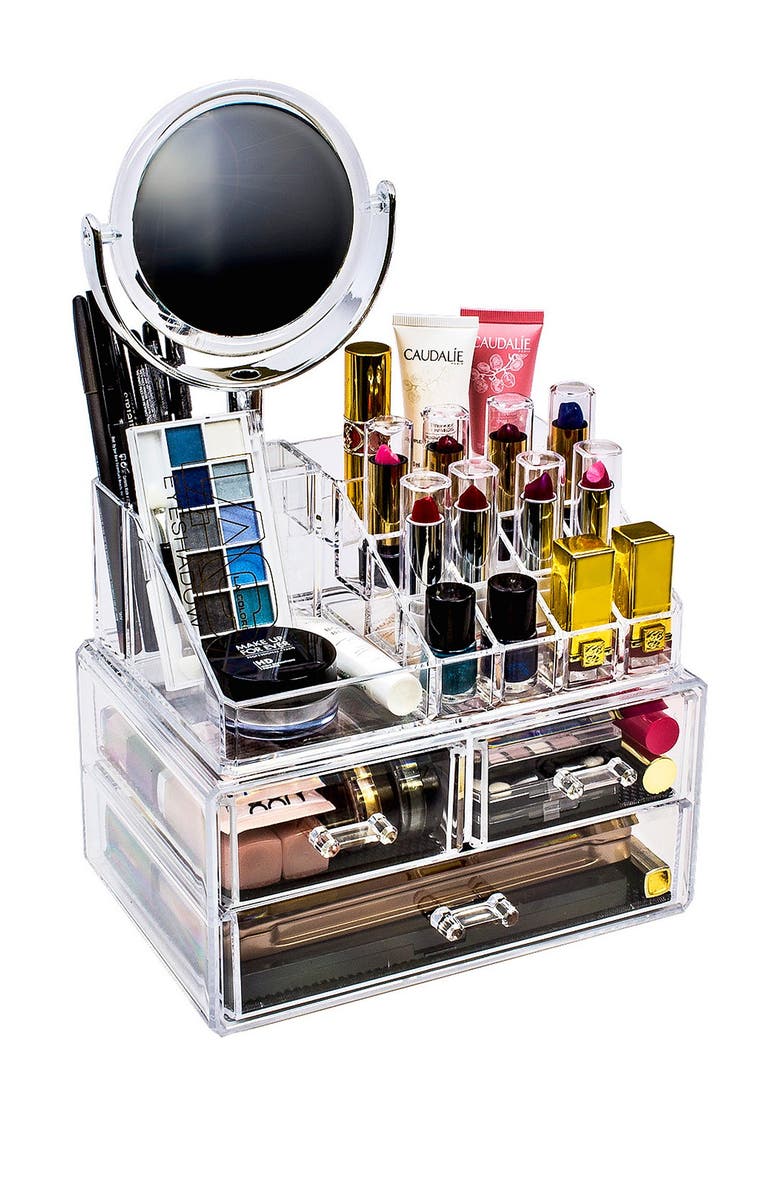 SORBUS Makeup Storage Organizer with Magnifying Mirror, Alternate, color, 