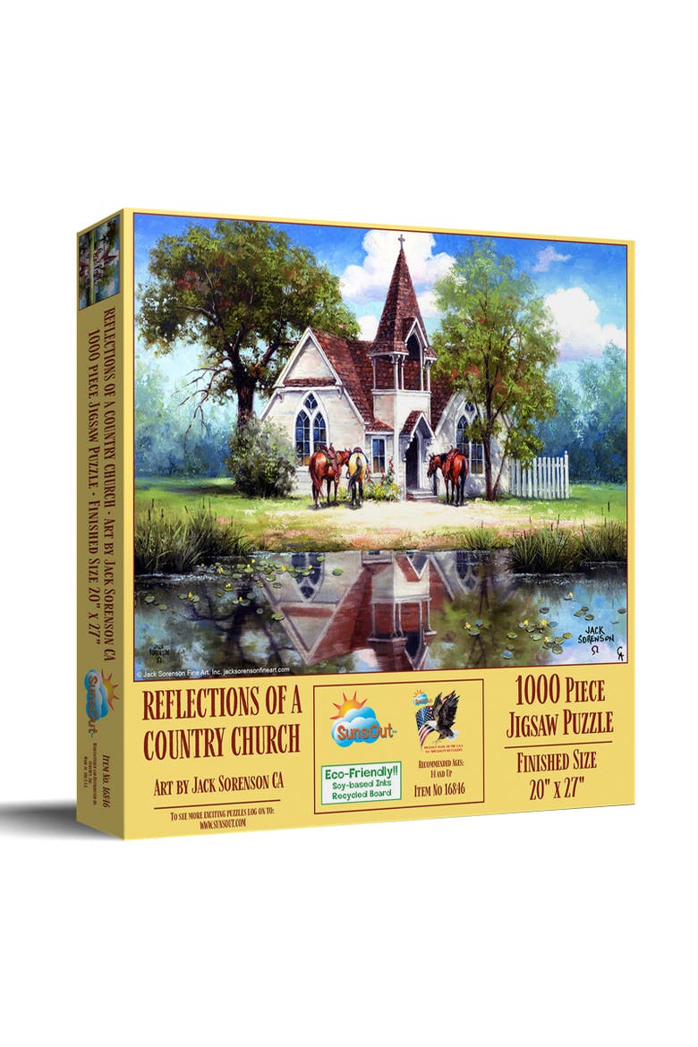 Reflections of a Country Church 1000 piece Jigsaw Puzzle for Adults, Main, color, Multicolor