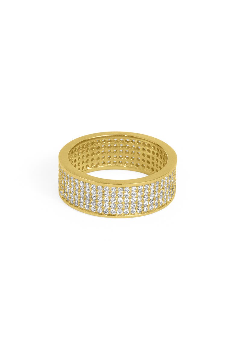 Petit Pavé Thick Stacking Ring, Main, color, WHITE TOPAZ/ GOLD