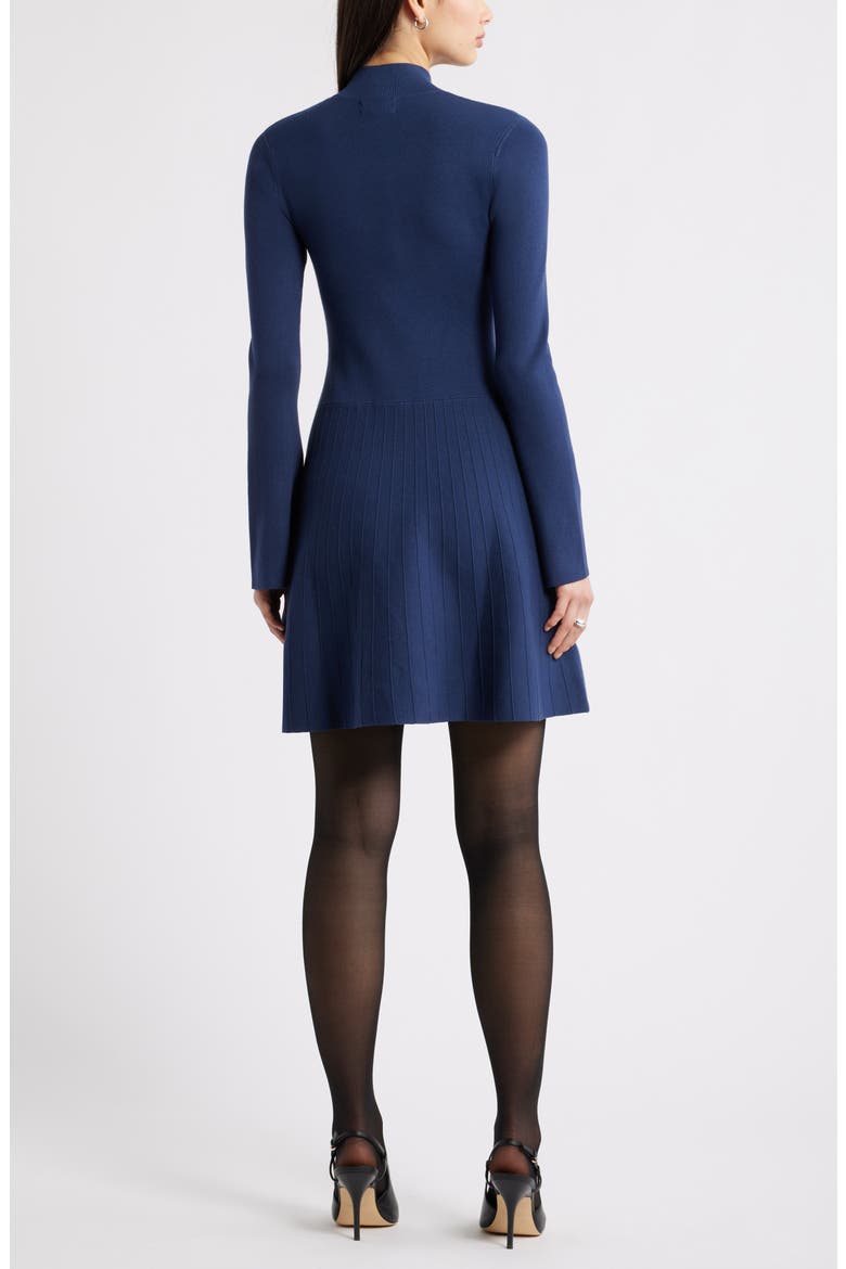 mock neck long sleeve fit & flare sweater dress Grtresynmh Women's Pleated Knit Dress Long Sleeve Mock Neck Beige