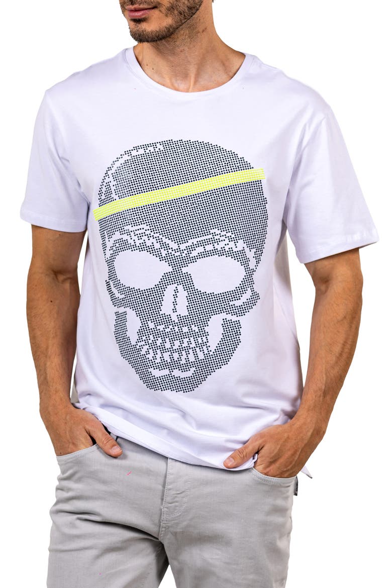 Pixel Skull Cotton Graphic T-Shirt, Alternate, color, WHITE