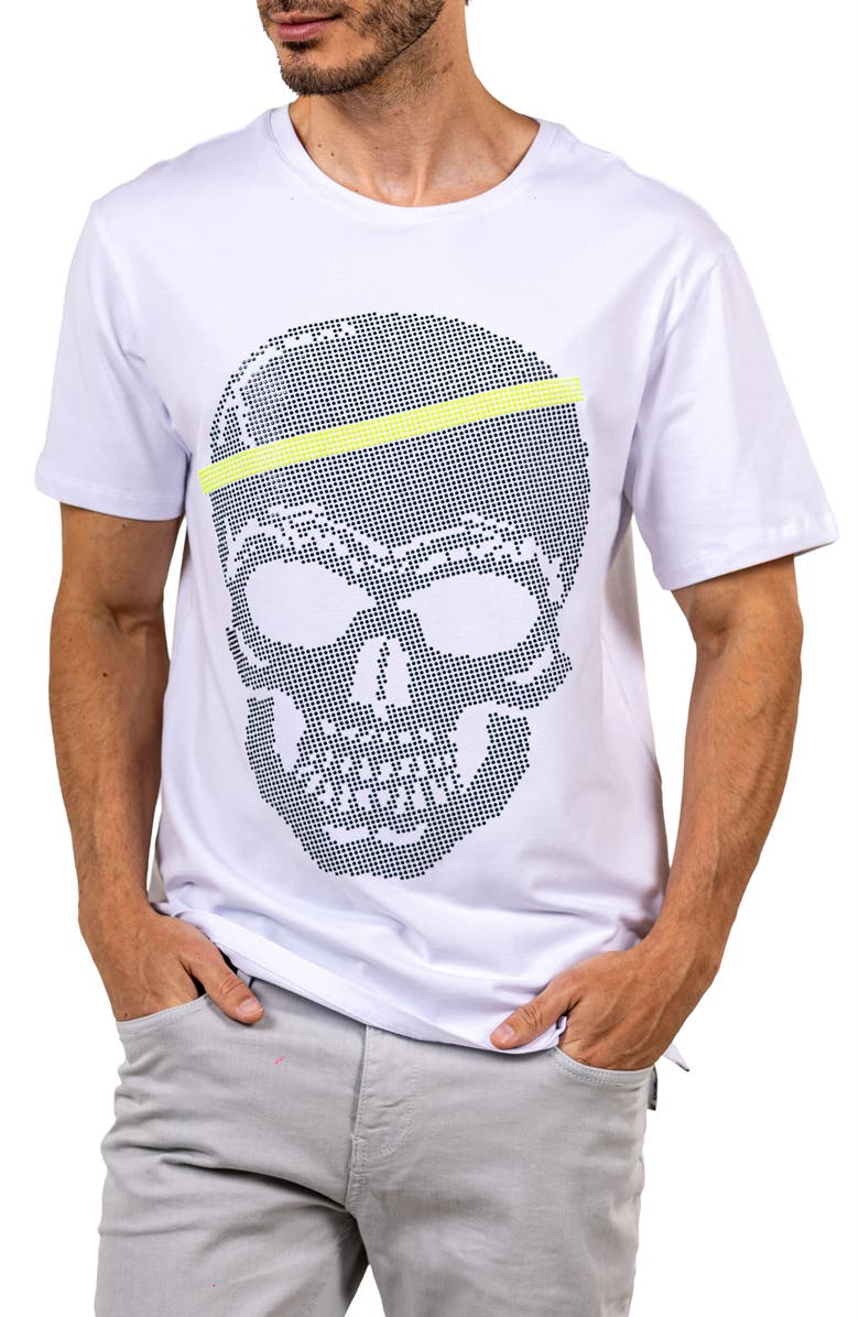 Maceoo Pixel Skull Cotton Graphic T-Shirt, Alternate, color, White