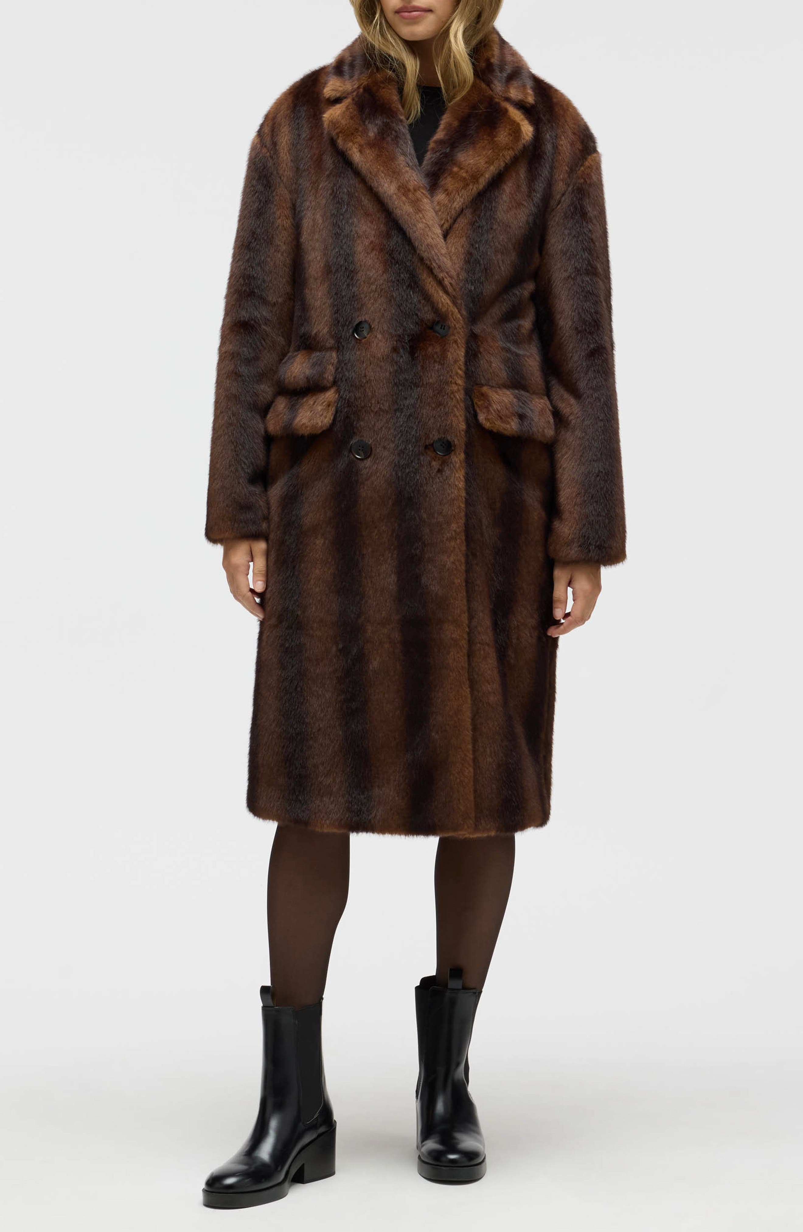Faux Fur Military Longline Coat