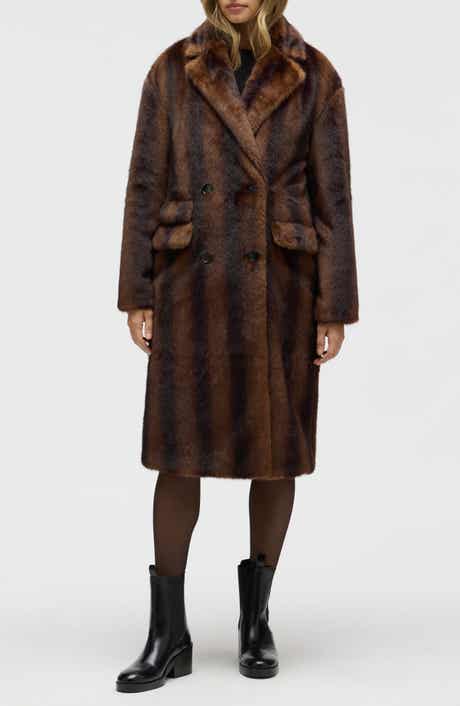 Faux Fur Military Longline Coat