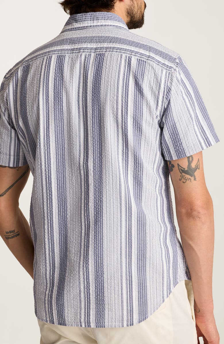 Bonobos Riviera Slim Fit Stripe Short Sleeve Seersucker Button-Up Shirt, Alternate, color, Amonte Stripe C9