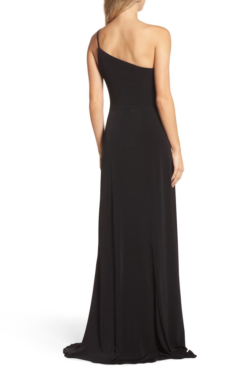 Amsale One-Shoulder Jersey Gown, Alternate, color, 