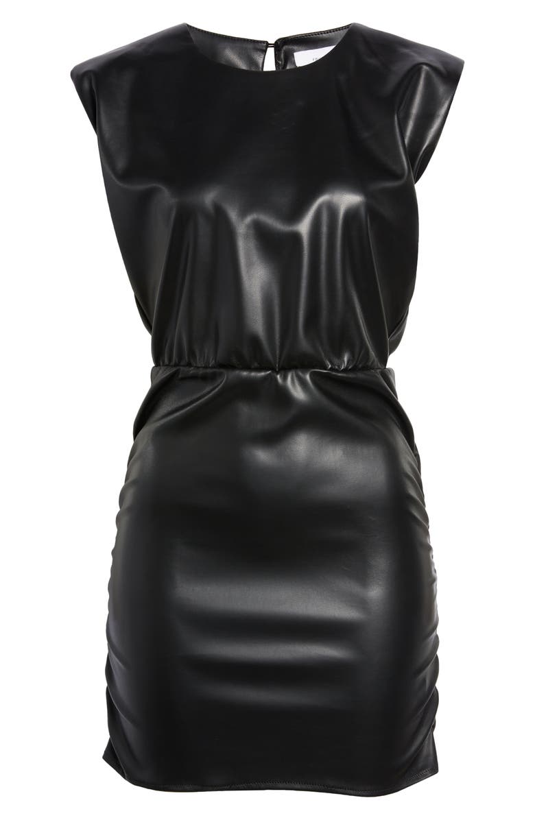 Fourteenth Place Elm Ruched Faux Leather Minidress, Alternate, color, 