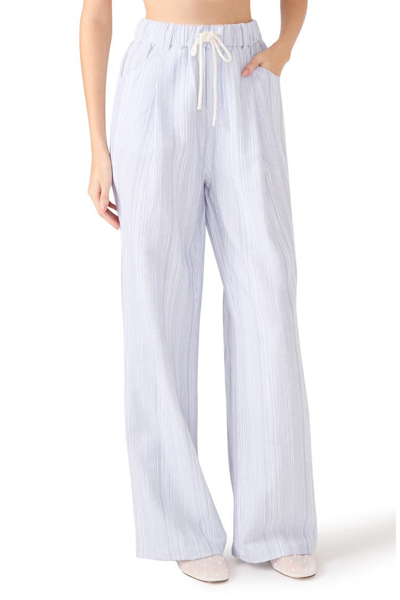 Minorca Stripe Wide Leg Pants, Alternate, color, BLUE