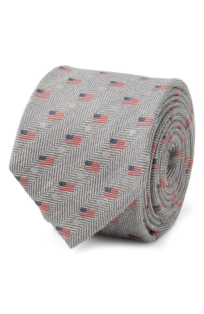 Cufflinks, Inc. American Flag Cotton Tie, Alternate, color, Gray