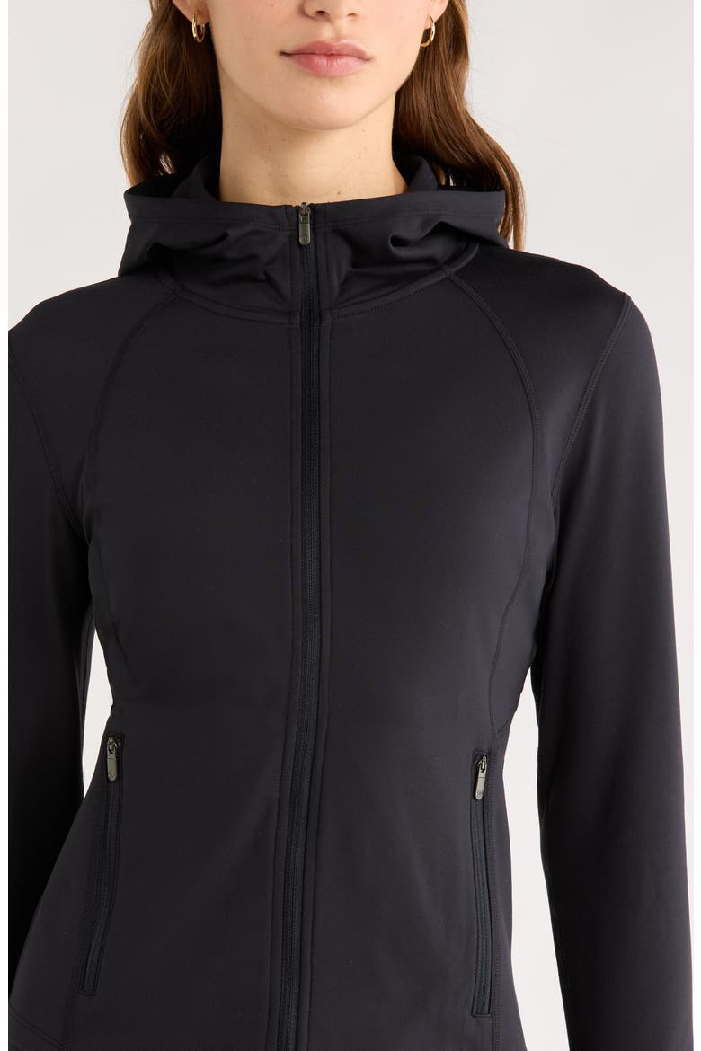 Cozy Tech Zip Hooded Jacket, Alternate, color, BLACK