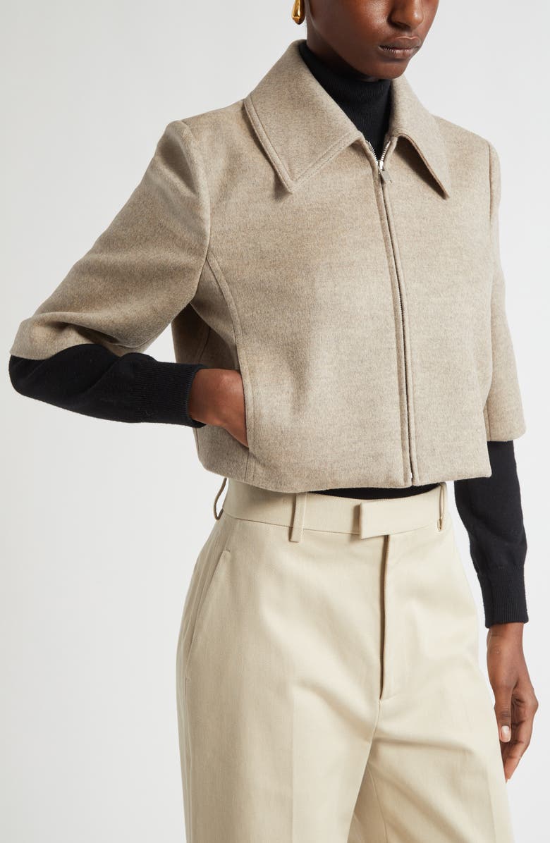 Bottega Veneta Wool & Cashmere Crop Jacket, Alternate, color, 2783 Sandshell Melange