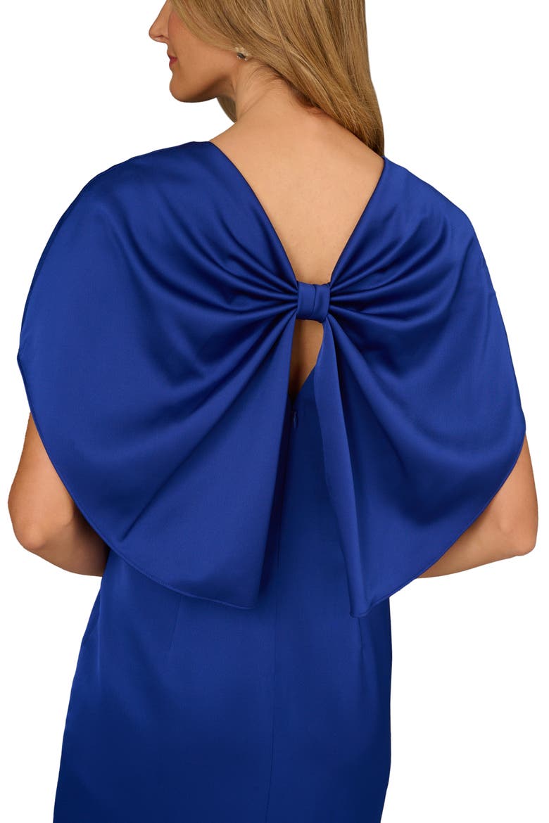 Bow Back Crepe & Satin Mermaid Gown, Alternate, color, ROYAL SAPPHIRE