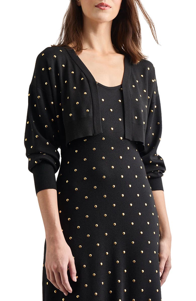 Misook Studded Crop Cardigan, Main, color, 