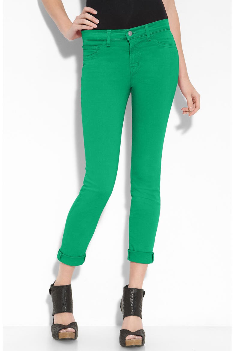 Skinny Stretch Twill Pants, Alternate, color, EMERALD GREEN