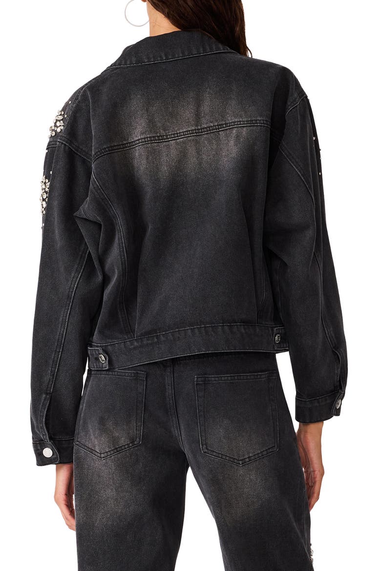 Clarke Embellished Denim Jacket, Alternate, color, WASHED BLACK