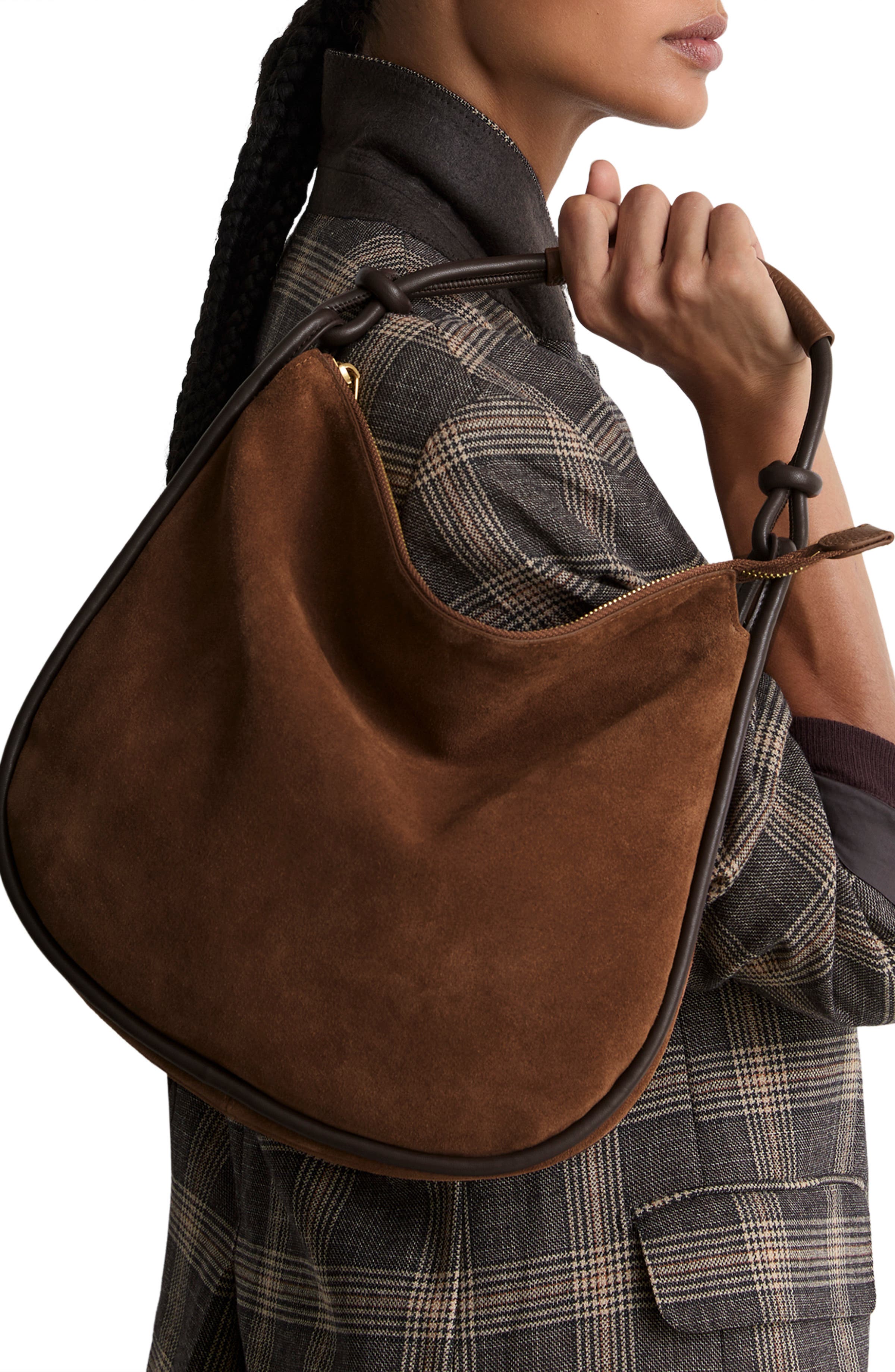 Aurelie Suede Baguette Bag, Alternate, color, TAN