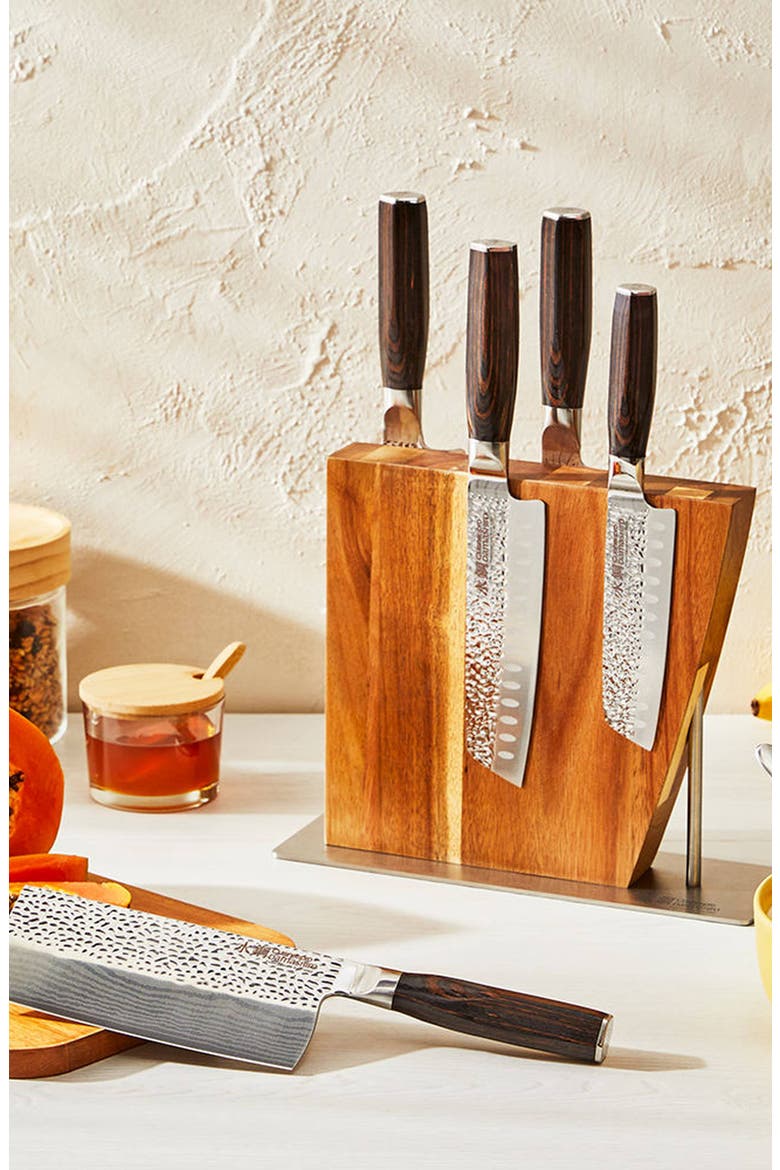 Damashiro EMPEROR® 6-Piece Nanashi Knife Block, Alternate, color, Silver
