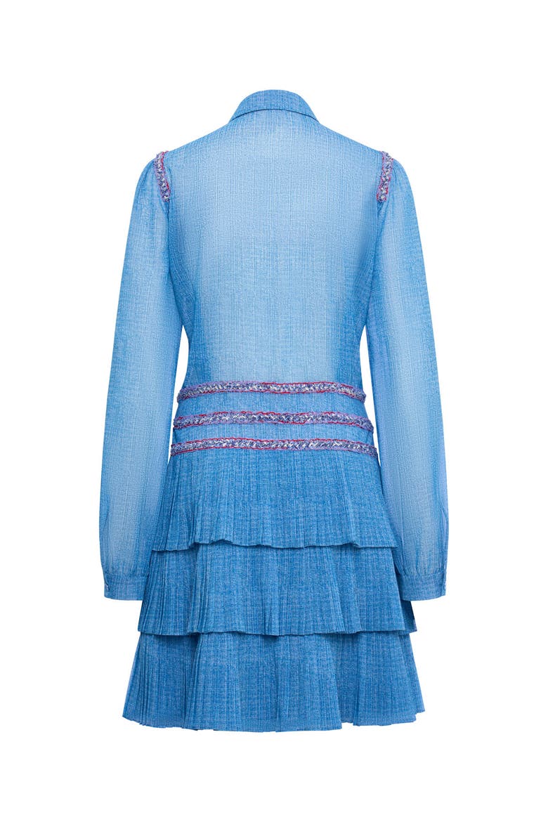 Knee Length Plissee Dress, Alternate, color, Jeansblue