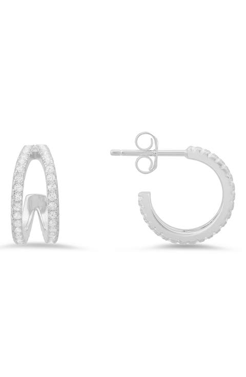 Cubic Zirconia Double Hoop Earrings