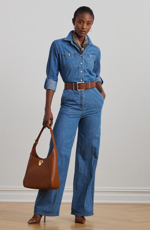 Ralph Lauren Petite Denim Wide-leg Jumpsuit In Opal Wash