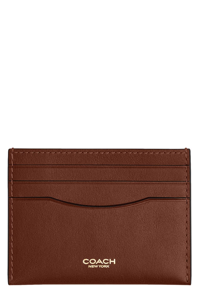 Leather Card Case, Main, color, REDWOOD.
