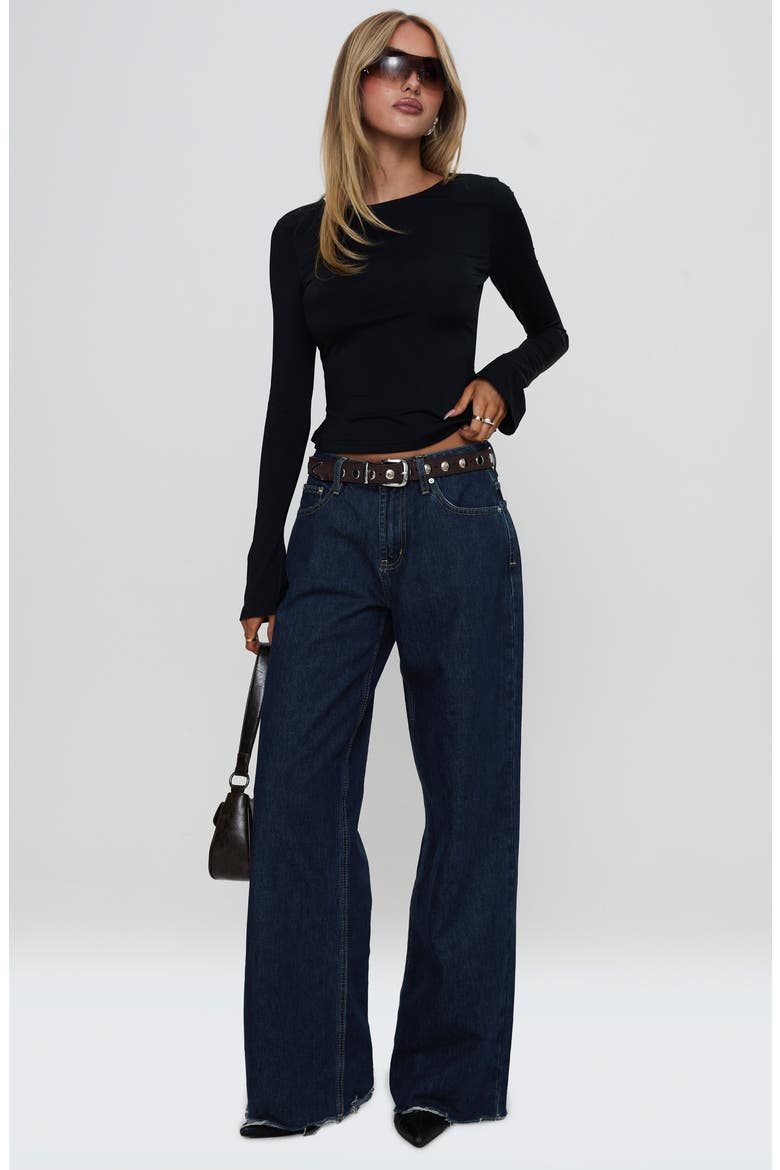 Harpur Long Sleeve Open Back Crop Top, Alternate, color, BLACK