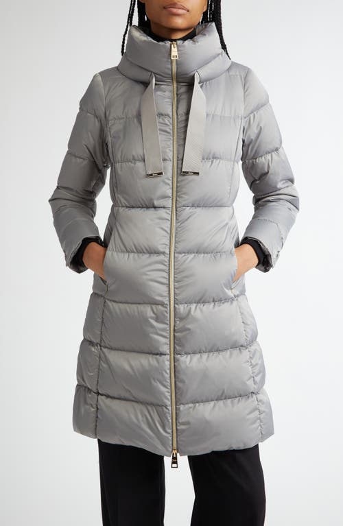 Herno Nylon Satin Down Puffer Coat in Grey 