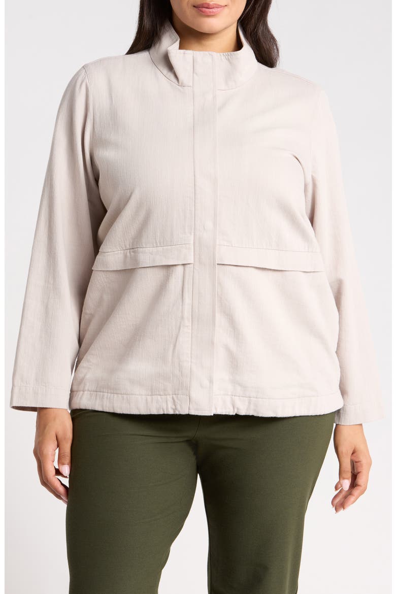 Zip-Up Organic Cotton & Organic Linen Jacket, Alternate, color, CHALK