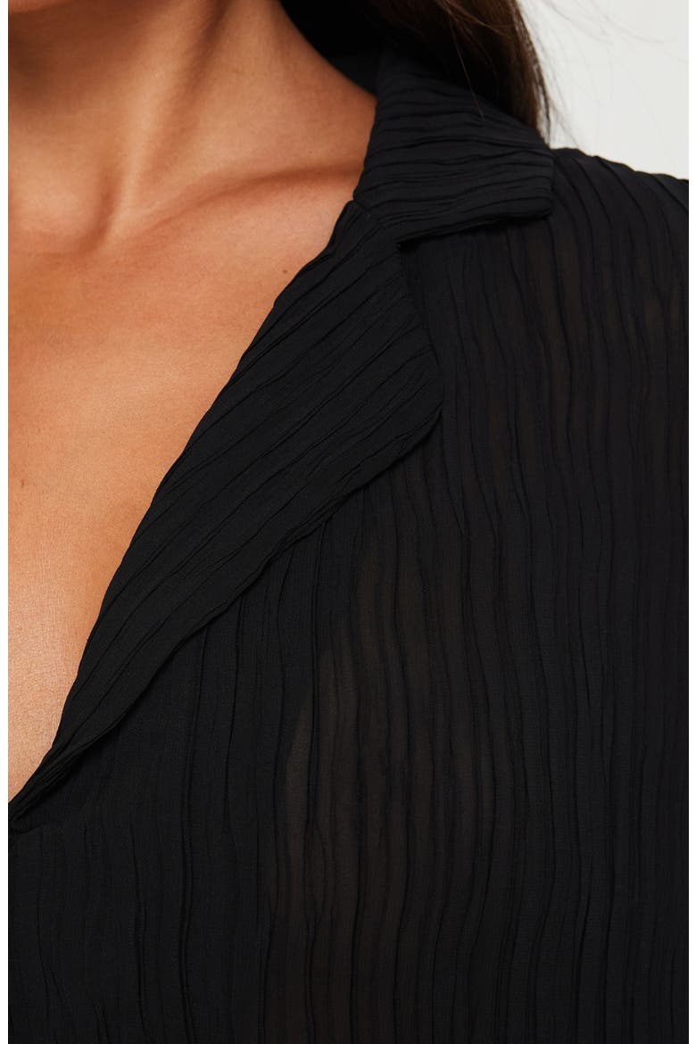 Selma Crinkle Button-Up Top, Alternate, color, BLACK