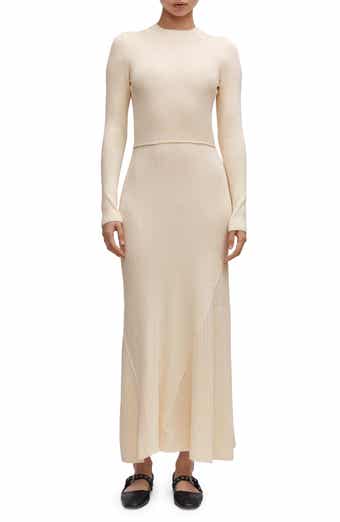 MANGO Long Sleeve Ribbed Sweater Dress
