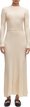 MANGO Long Sleeve Ribbed Sweater Dress