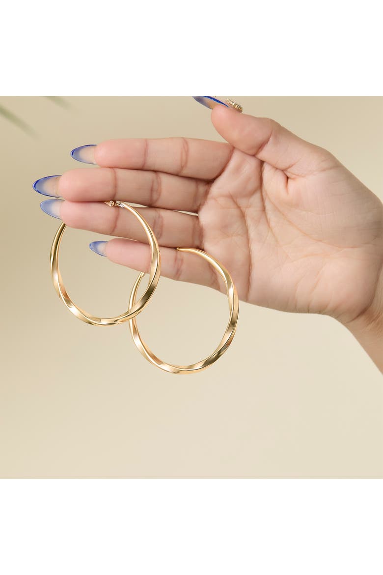 Twisted Gold Hoop Earrings, Alternate, color, Gold