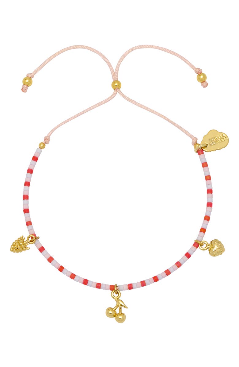Estella Bartlett Fruity Miyuki Charm Bead Slider Bracelet, Alternate, color, Gold