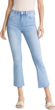 PAIGE Colette High Waist Raw Hem Crop Flare Jeans