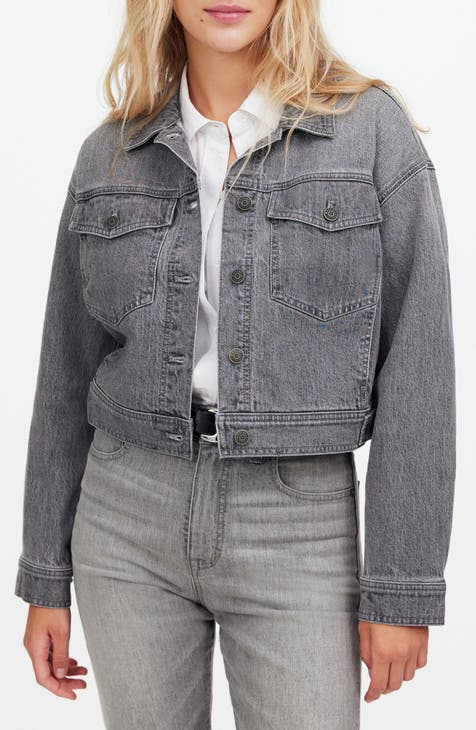 Gray jean jacket womens best sale